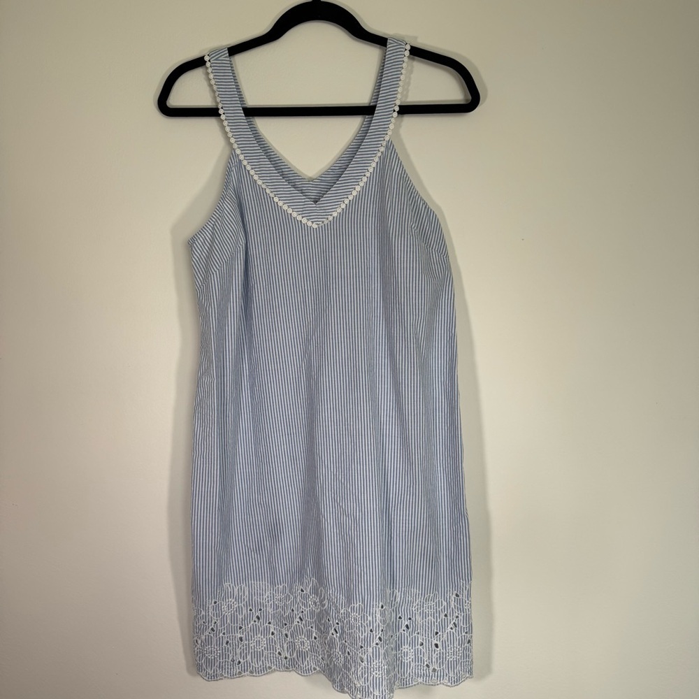 Soma 100% Cotton Embroidered Sleep Dress Striped Size M Cottage Core Floral